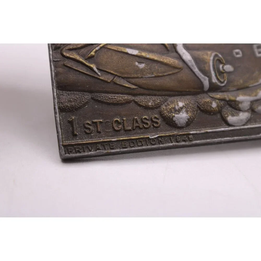 Vintage Brass One Mile High Club Belt Buckle 1st Class Private Edt Made in USA